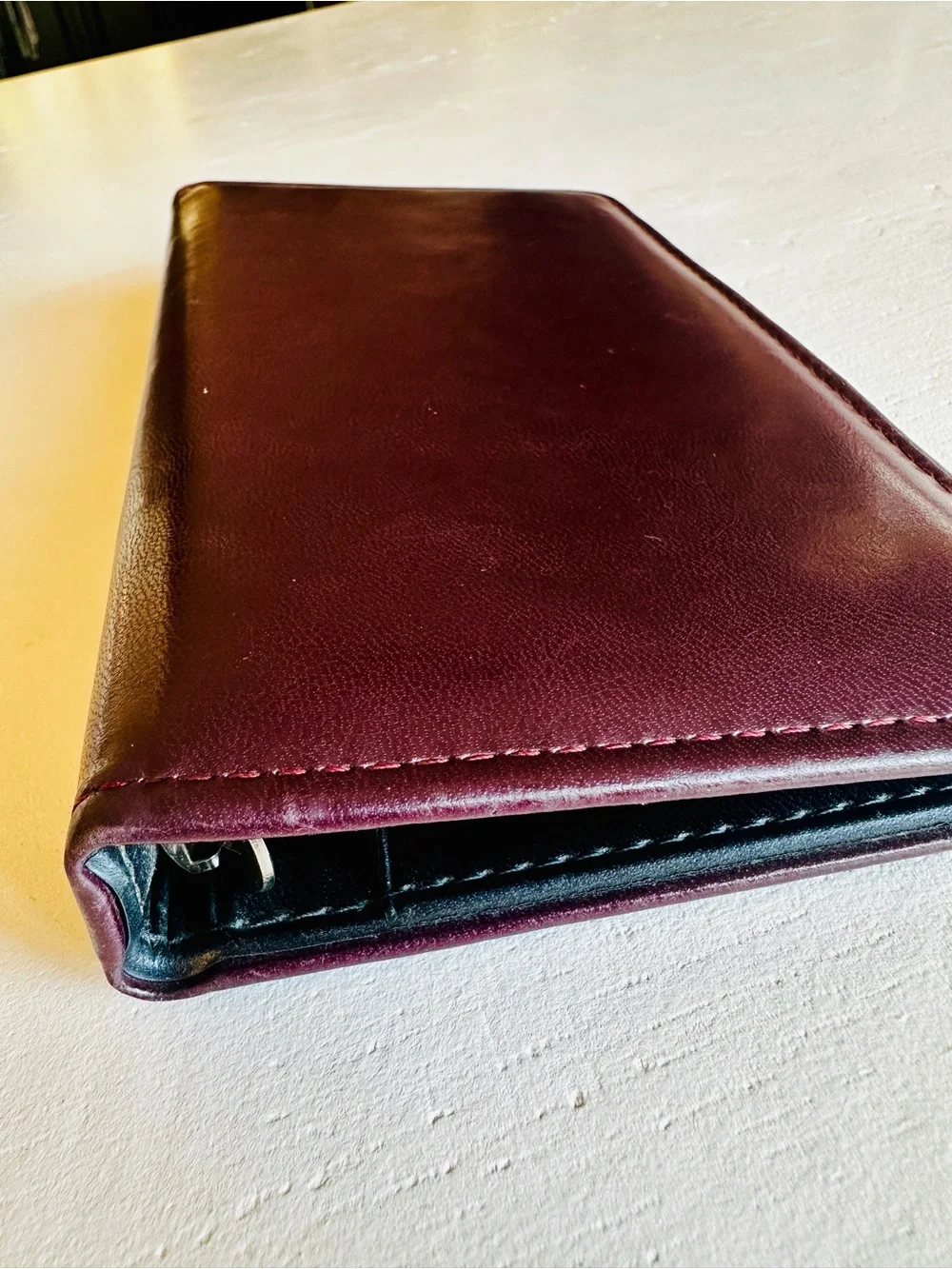 ROLODEX small leather binder- Burgundy